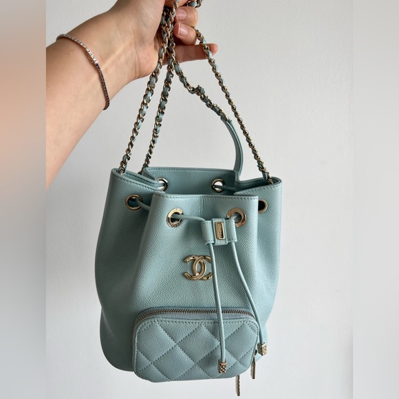 Chanel Business Affinity Drawstring Bucket Bag Blue Caviar | Like New - Picture 6 of 6